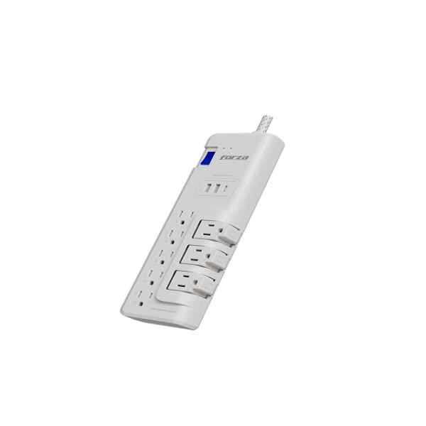 Forza – Surge protector – AC 110/220 V – 8 Tomas de Corriente – 3-ROT 2USB-A/1C 6FT Forza – Surge protector – AC 110/220 V – 8 Tomas de Corriente – 3-ROT 2USB-A/1C 6FT
