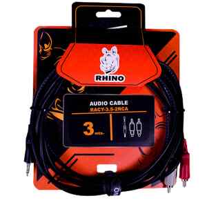 Cable RACY 1/8 para Audio, A 2 RCA 3M BK | RHINO