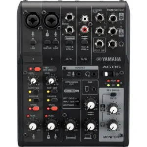 Consola AG06MK2B para Streaming en Vivo de 6 Canales con Interfaz de Audio USB | YAMAHA