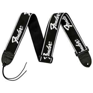 Cincho para Guitarra Electrica, Cuero Negro con Logotipo, 2plg. | FENDER