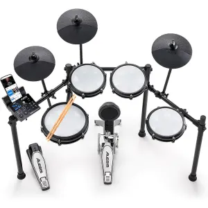 Juego de Bateria Electronica con Almohadillas de Malla Silenciosas, BT USB Midi, Negro | ALESIS