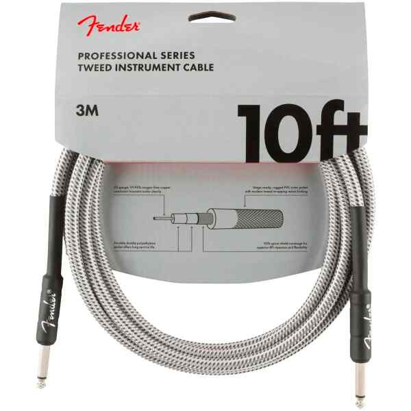 Cable 3m 10ft para Guitarra Forrado, Blanco | FENDER