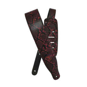 cincho alice de cuero p/ guitarra y bajo estilo vintage rojo reptil
