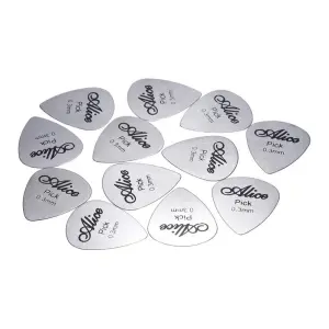 Set de 12 Púas de acero inoxidable para Guitarra AP-12S | Alice