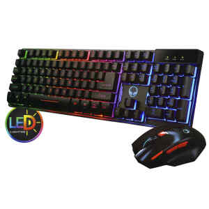 teclado y mouse i.s. led multimedia