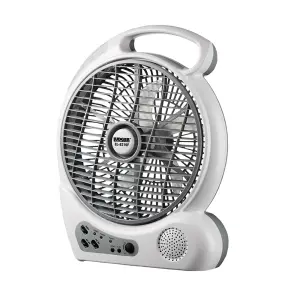 ventilador recargable ludger 10″  110/240v  c/ fm,cargador usb, linterna  2 vel.