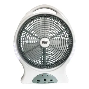 ventilador recargable ludger 12″  110/240v  c/ cargador usb y linterna  2 vel.