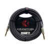 cable p/instrumento kirlin 6m cal.20 tela negro/blanco plug gris punta dorada
