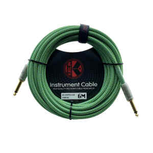 cable p/instrumento kirlin 6m cal.20 tela verde/azul plug gris punta dorada
