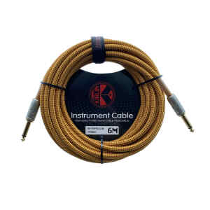cable p/instrumento kirlin 6m cal.20 tela dorado/rojo plug gris punta dorada
