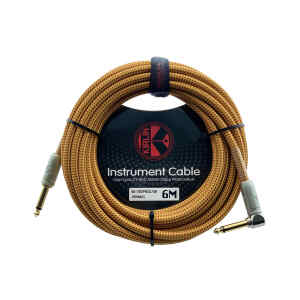 cable p/instrumento kirlin 6m cal.20 tela dorado/rojo plug gris punta dorada recto/ang.