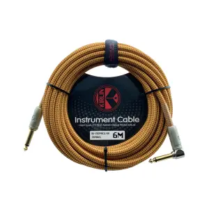 cable p/instrumento kirlin 6m cal.20 tela dorado/rojo plug gris punta dorada recto/ang.