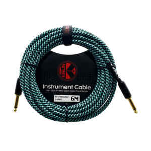 cable p/instrumento kirlin 6m cal.24 tela turquesa/negro punta dorada