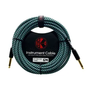 cable p/instrumento kirlin 6m cal.24 tela turquesa/negro punta dorada