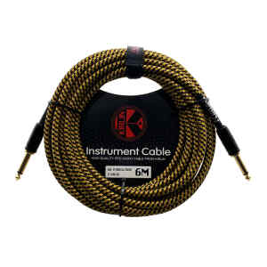 cable p/instrumento kirlin 6m cal.24 tela dorado/negro punta dorada