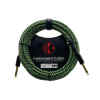 cable p/instrumento kirlin 6m cal.24 tela verde/negro punta dorada