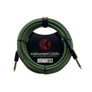 cable p/instrumento kirlin 6m cal.24 tela verde/negro punta dorada