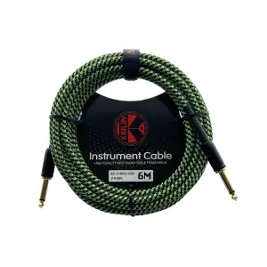 cable p/instrumento kirlin 6m cal.24 tela verde/negro punta dorada