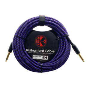 cable p/instrumento kirlin 6m cal.24 tela purpura/negro punta dorada