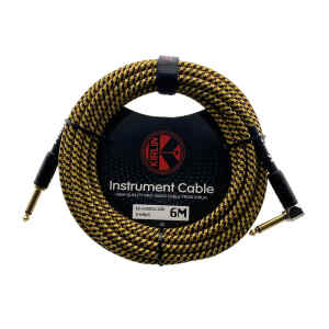 cable p/instrumento kirlin 6m cal.24 tela dorado/negro punta dorada recto/ang.