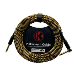 cable p/instrumento kirlin 6m cal.24 tela dorado/negro punta dorada recto/ang.