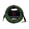 cable p/instrumento kirlin 6m cal.24 tela verde/negro punta dorada recto/ang.