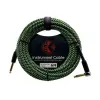 cable p/instrumento kirlin 6m cal.24 tela verde/negro punta dorada recto/ang.