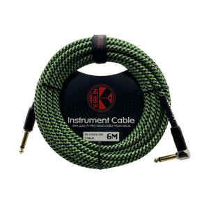 cable p/instrumento kirlin 6m cal.24 tela verde/negro punta dorada recto/ang.