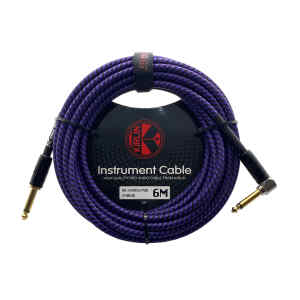 cable p/instrumento kirlin 6m cal.24 tela purpura/negro punta dorada recto/ang.