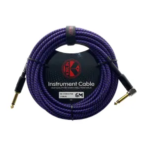 cable p/instrumento kirlin 6m cal.24 tela purpura/negro punta dorada recto/ang.