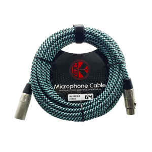 cable p/microfono kirlin 6m cal.24 tela turquesa/negro