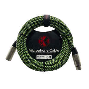 cable p/microfono kirlin 6m cal.24 tela verde/negro