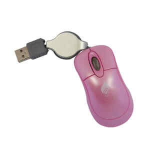 mouse green leaf optico mini/retractil rosa