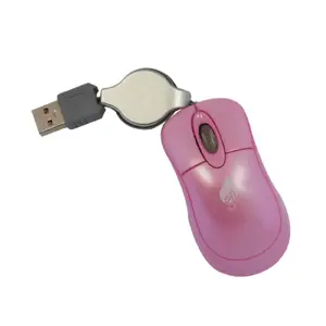 mouse green leaf optico mini/retractil rosa