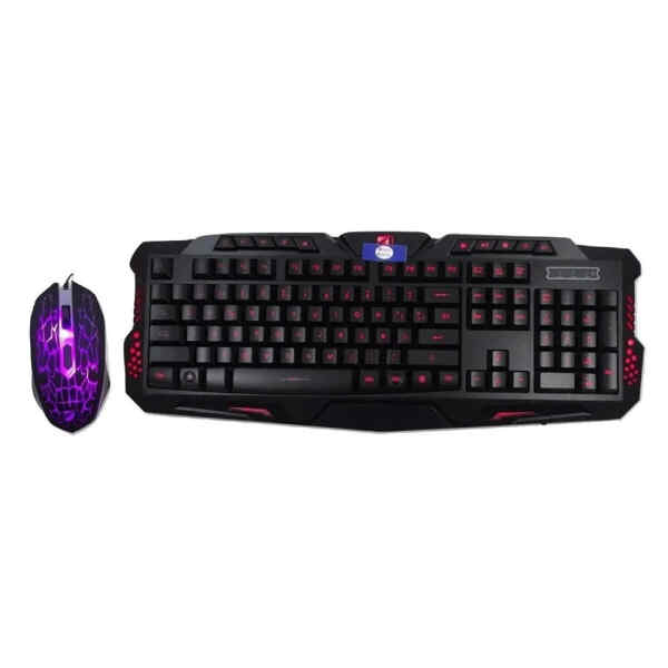 teclado y mouse green leaf alambrico tipo gaming c/led multicolor