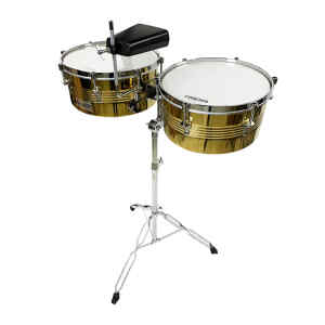 timbal bocheli 13” x 14” x 6”,  dorado/cromado c/cencerro