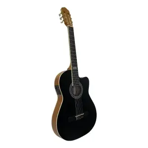 guitarra electro clasica valenciana 39″ cutaway  negro mate c/ funda