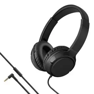 Audifonos manos libres con cable tipo cordon, plegables, negros – Steren