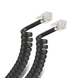Cable espiral Conector a Conector RJ9 de 2.1m, para auricular telefonico, negro – Steren