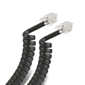 Cable espiral Conector a Conector RJ9 de 2.1m, para auricular telefonico, negro – Steren