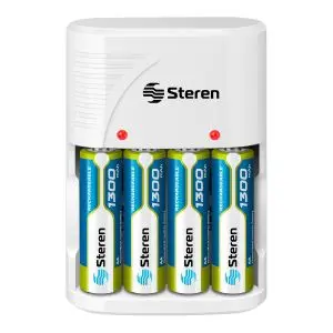 Cargador de pilas AA, AAA y 9V. Incluye 4 pilas AA – Steren