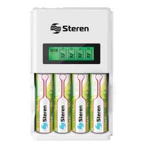 Cargador inteligente de pilas AA y AAA. Incluye 4 pilas AA – Steren