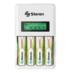 Cargador inteligente de pilas AA y AAA. Incluye 4 pilas AA – Steren