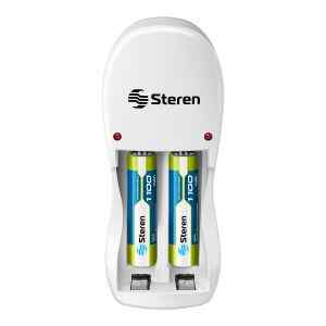 Mini cargador de pilas AA y AAA. Incluye 2 pilas AAA – Steren