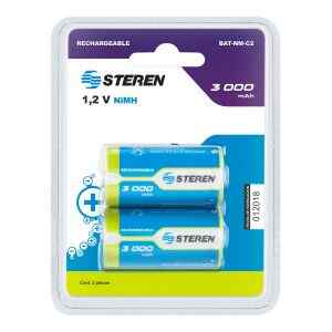 Paquete de 2 pilas recargables C NiMH 3000 mAh – Steren