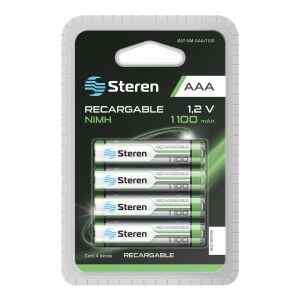 Paquete de 4 pilas recargables de alta capacidad AAA NiMH 1100 mAh – Steren