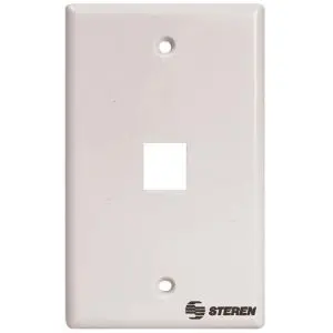 Placa para registro de 1 cavidad, para jack RJ45 CAT 5e y 6, tipo Keystone – Steren