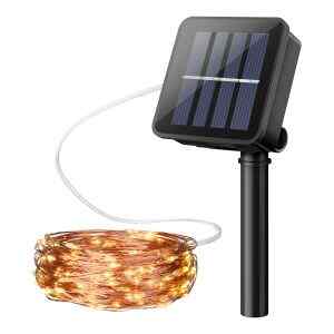 Serie LED decorativa de 22 m con panel solar y bateria recargable, para exterior – Steren