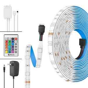Tira LED multicolor RGB de 5 m con control remoto, controlador y eliminador – Steren