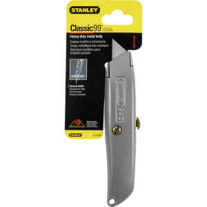 CUCHILLA RETRACTIL, CLASSIC 99, LARGO DE 6 PULGADAS, 152 MILIMETROS, CON 3 CUCHILLAS. MARCA STANLEY